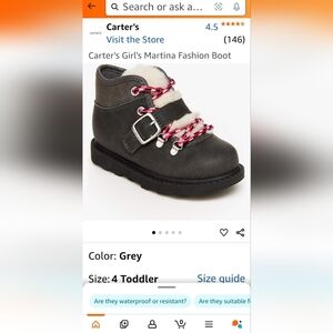 NWT Carter's Martina infant girls boots. Size 4